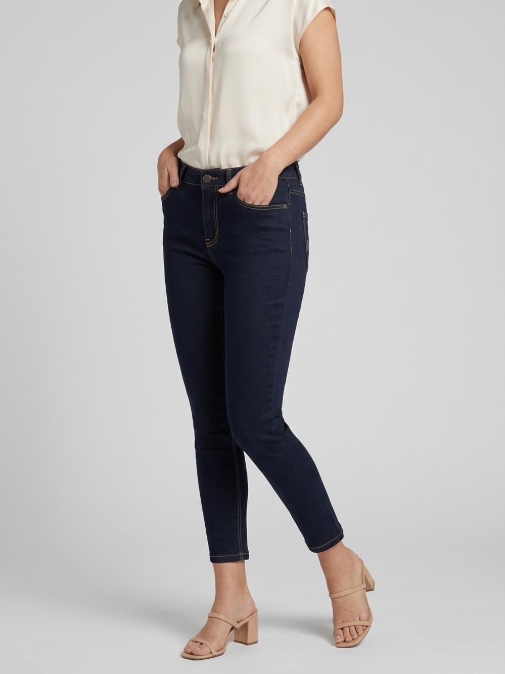 MAX JEANS Dark Wash Stretch Denim Jeggings Size 6 Cropped Ankle